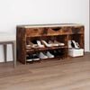 vidaXL Shoe Bench with Cushion Smoked Oak 104x30x49 cm Engineered Wood