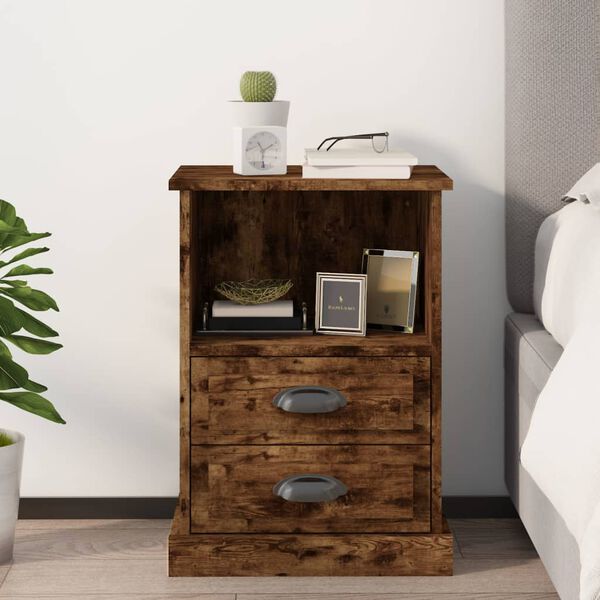 vidaXL Bedside Cabinet Smoked Oak 43x36x60 cm