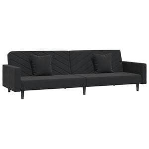 vidaXL 2-Seater Sofa Bed with Two Pillows Black Velvet