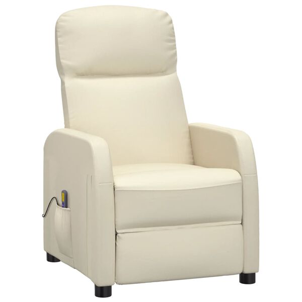 vidaXL Massage Chair Cream White Faux Leather
