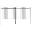 vidaXL Garden Fence with Spear Top Steel 337x150 cm Black