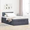 vidaXL Ottoman Bed with Mattress & LEDs Dark Grey King Single Velvet