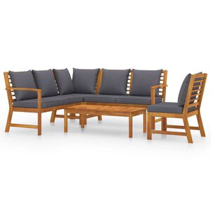 vidaXL 5 Piece Garden Lounge Set with Cushion Solid Acacia Wood