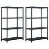 vidaXL Storage Shelf Racks 2 pcs Black 220 kg 90x40x138 cm Plastic