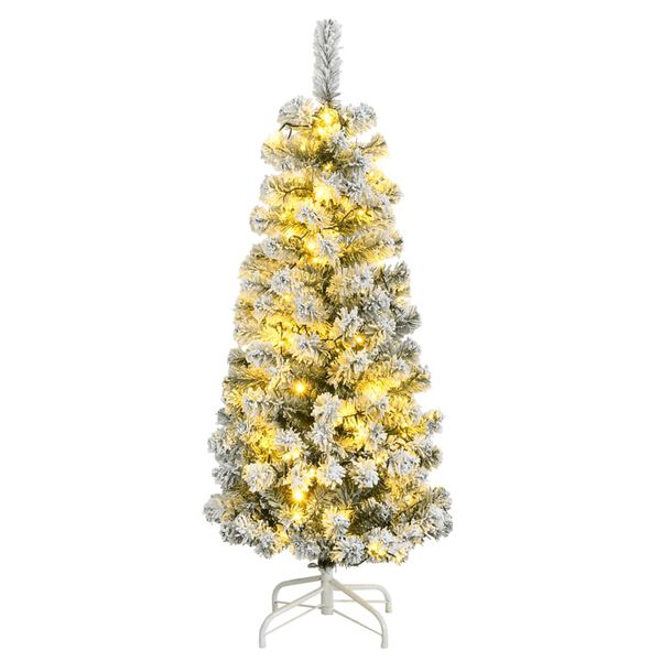 vidaXL Artificial Hinged Christmas Tree 150 LEDs & Flocked Snow 150 cm