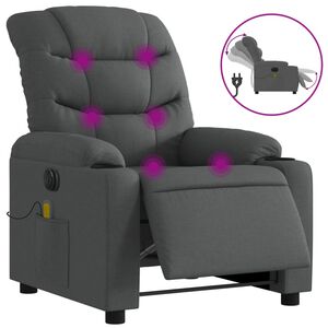 vidaXL Electric Massage Recliner Chair Dark Grey Fabric