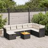 vidaXL 9 Piece Garden Sofa Set with Cushions Black Poly Rattan