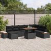 vidaXL Garden Sofa Set with Storage 9 pcs Black Poly rattan