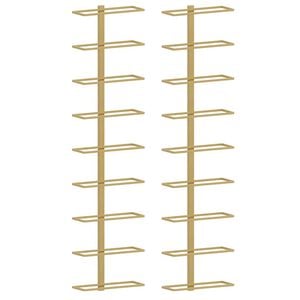 vidaXL Wall-mounted Wine Rack for 9 Bottles 2 pcs Gold Iron