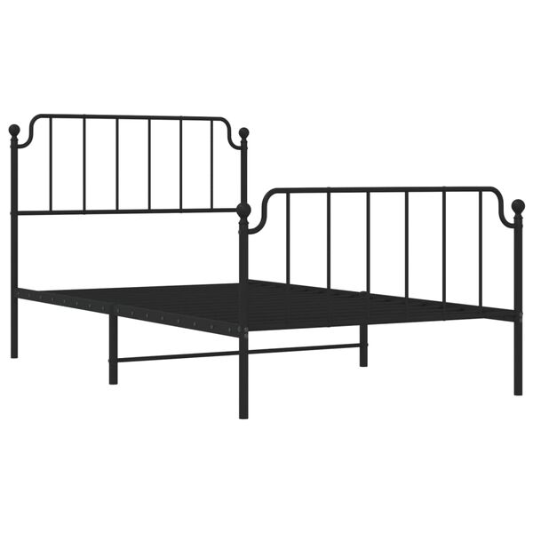 vidaXL Metal Bed Frame without Mattress with Footboard Black 107x203cm