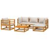 vidaXL 6 Piece Garden Lounge Set with Light Grey Cushions Solid Wood
