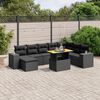 vidaXL 9 Piece Garden Sofa Set with Cushions Black Poly Rattan