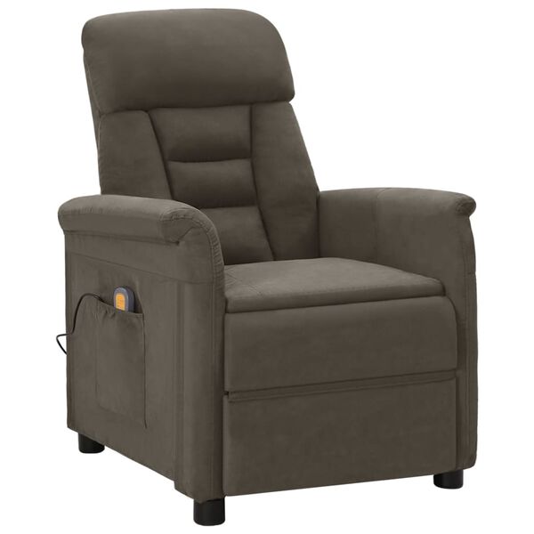 vidaXL Electric Massage Recliner Dark Grey Faux Suede Leather