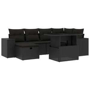 vidaXL 8 Piece Garden Sofa Set with Cushions Black Poly Rattan