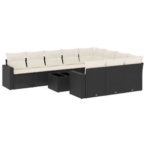 vidaXL 11 Piece Garden Sofa Set with Cushions Black Poly Rattan