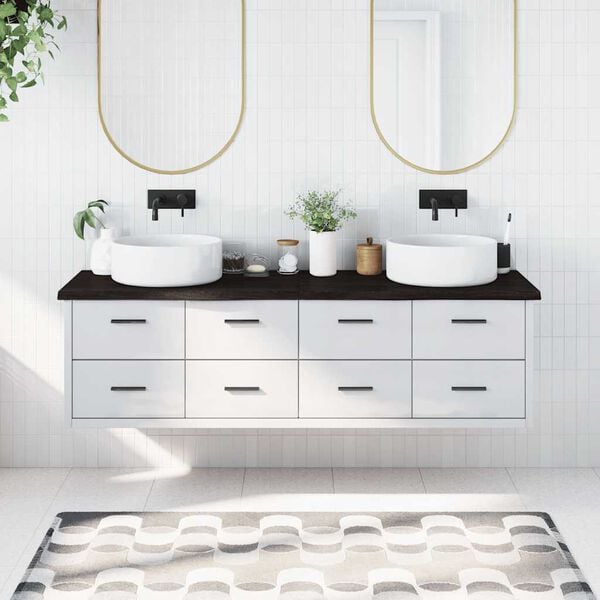 vidaXL Bathroom Countertop Dark Brown 180x50x(2-4) cm Treated Solid Wood