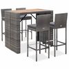 vidaXL 5 Piece Outdoor Bar Set Poly Rattan and Acacia Wood Grey
