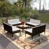 vidaXL 9 Piece Garden Lounge Set with Cushions Poly Rattan Black