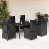 vidaXL 7 Piece Garden Dining Set with Cushions Black Poly Rattan