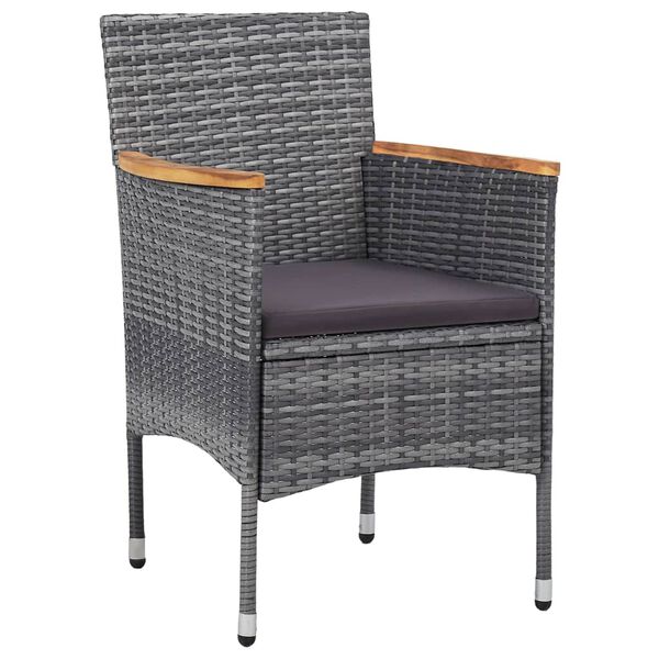 vidaXL 3 Piece Garden Dining Set Poly Rattan Grey