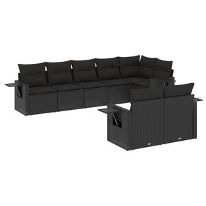 vidaXL 8 Piece Garden Sofa Set with Cushions Black Poly Rattan