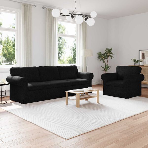 vidaXL Sofa Set 2 pcs Black 245 x 82 x 80 cm Fabric
