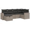 vidaXL 6 Piece Garden Sofa Set with Cushions Grey Poly Rattan