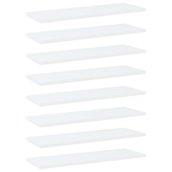 vidaXL Bookshelf Boards 8 pcs White 60x20x1.5 cm Engineered Wood