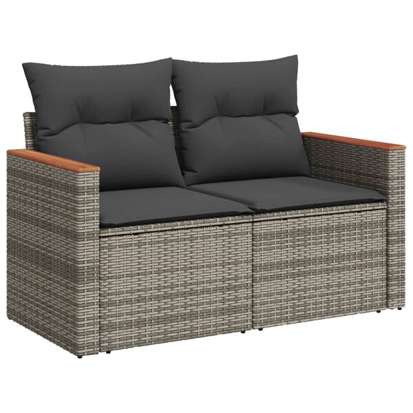 vidaXL 12 Piece Garden Sofa Set with Cushions Grey Poly Rattan