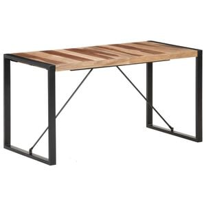 vidaXL Dining Table | Brown and black | Solid acacia wood, rubber wood, steel