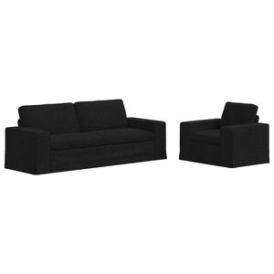 vidaXL Sofa 2 pcs Black 222 x 80 x 82 cm Fabric