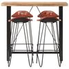 vidaXL 5 Piece Bar Set Solid Wood and Real Leather