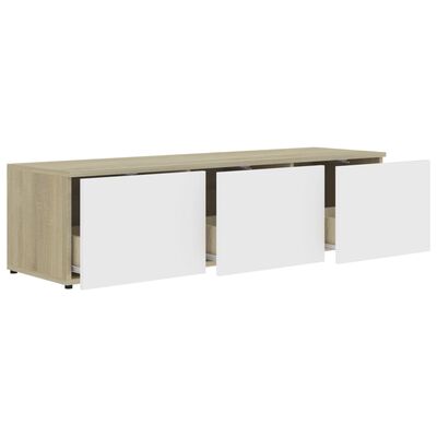 vidaXL TV Cabinet White and Sonoma Oak 120x34x30 cm Engineered Wood