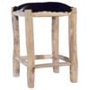 vidaXL Bar Stool Real Goat Leather and Solid Teak Wood