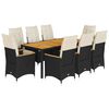 vidaXL 9 Piece Garden Dining Set with Cushions Black Poly Rattan