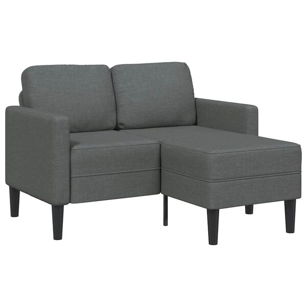 vidaXL 2-Seater Sofa with Chaise L-shaped Dark Grey 125 cm Fabric