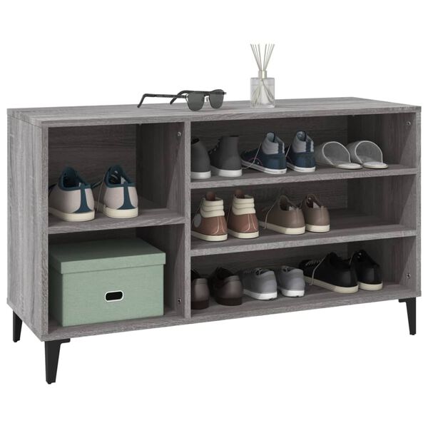 vidaXL Shoe Cabinet Grey Sonoma 102x36x60 cm Engineered Wood