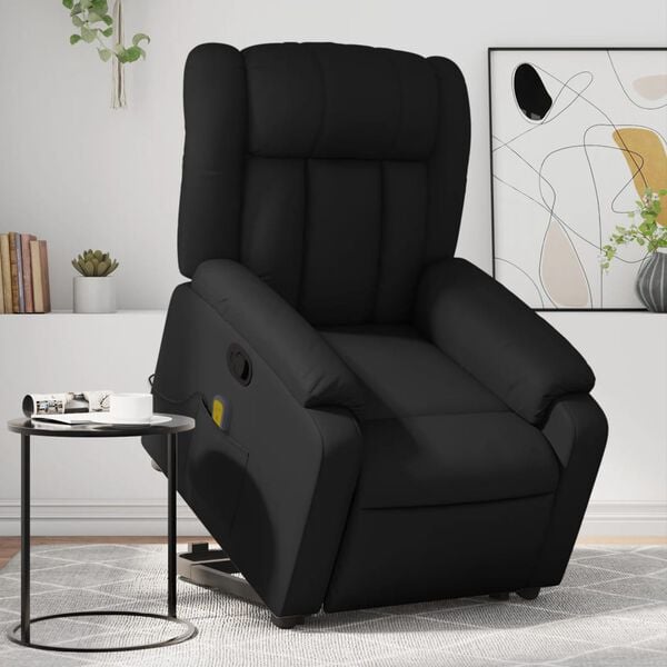 vidaXL Electric Massage Recliner Chair Black Faux Leather