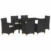vidaXL Garden Dining Set 7 pcs Black Poly Rattan