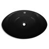 Black Luxury Ceramic Basin Oval with Overflow 59 x 38,5 cm