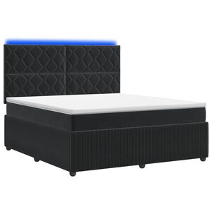 vidaXL LED Box Spring Bed with Mattress Black 140 x 190 cm Velvet