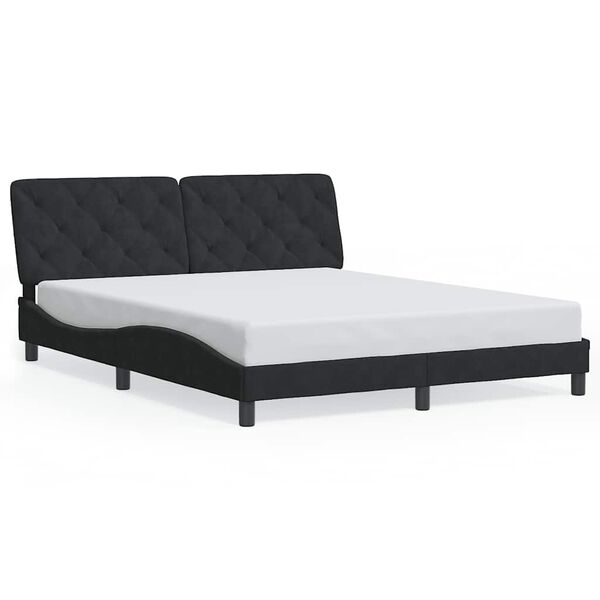vidaXL Bed Frame without Mattress Black 152x203 cm Queen Velvet