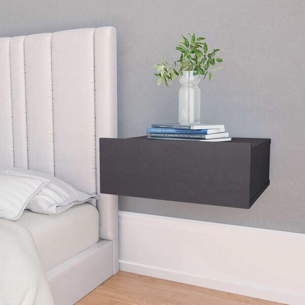vidaXL Floating Nightstands 2 pcs Grey 40x30x15 cm Engineered Wood