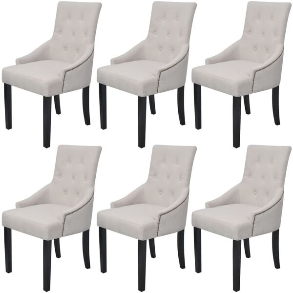 vidaXL Dining Chairs 6 pcs Cream Grey Fabric