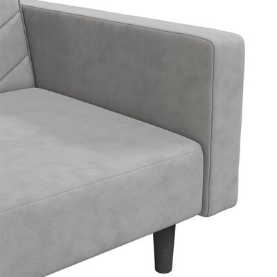 vidaXL 2-Seater Sofa Bed with Two Pillows Light Grey Velvet
