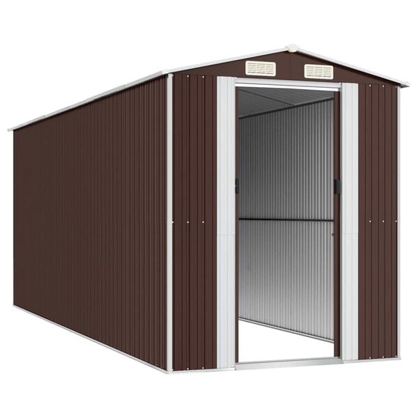 vidaXL Garden Shed Dark Brown 192x523x223 cm Galvanised Steel