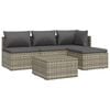 vidaXL 5 Piece Garden Lounge Set with Cushions Grey Poly Rattan