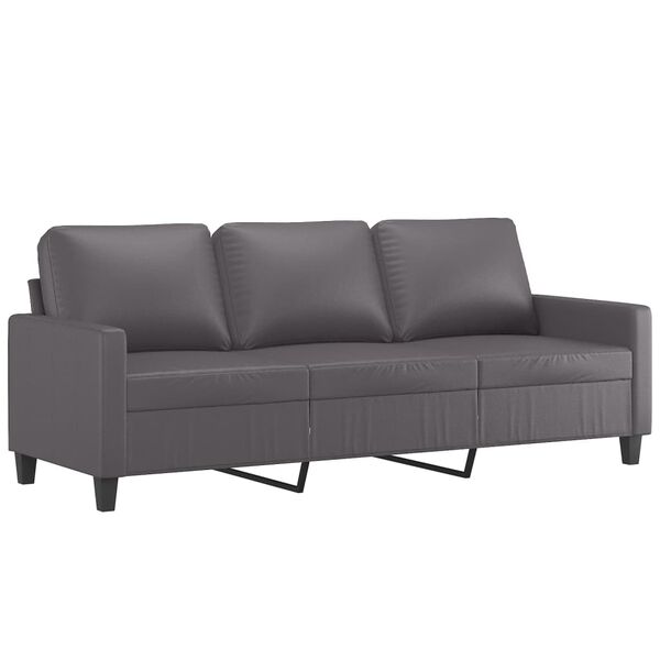 vidaXL 3 Piece Sofa Set with Cushions Grey Faux Leather