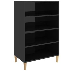 vidaXL Sideboard | High gloss black | Engineered wood, solid eucalyptus wood