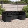 vidaXL Garden Sofa Set with Cushion 6 pcs Black Poly Rattan
